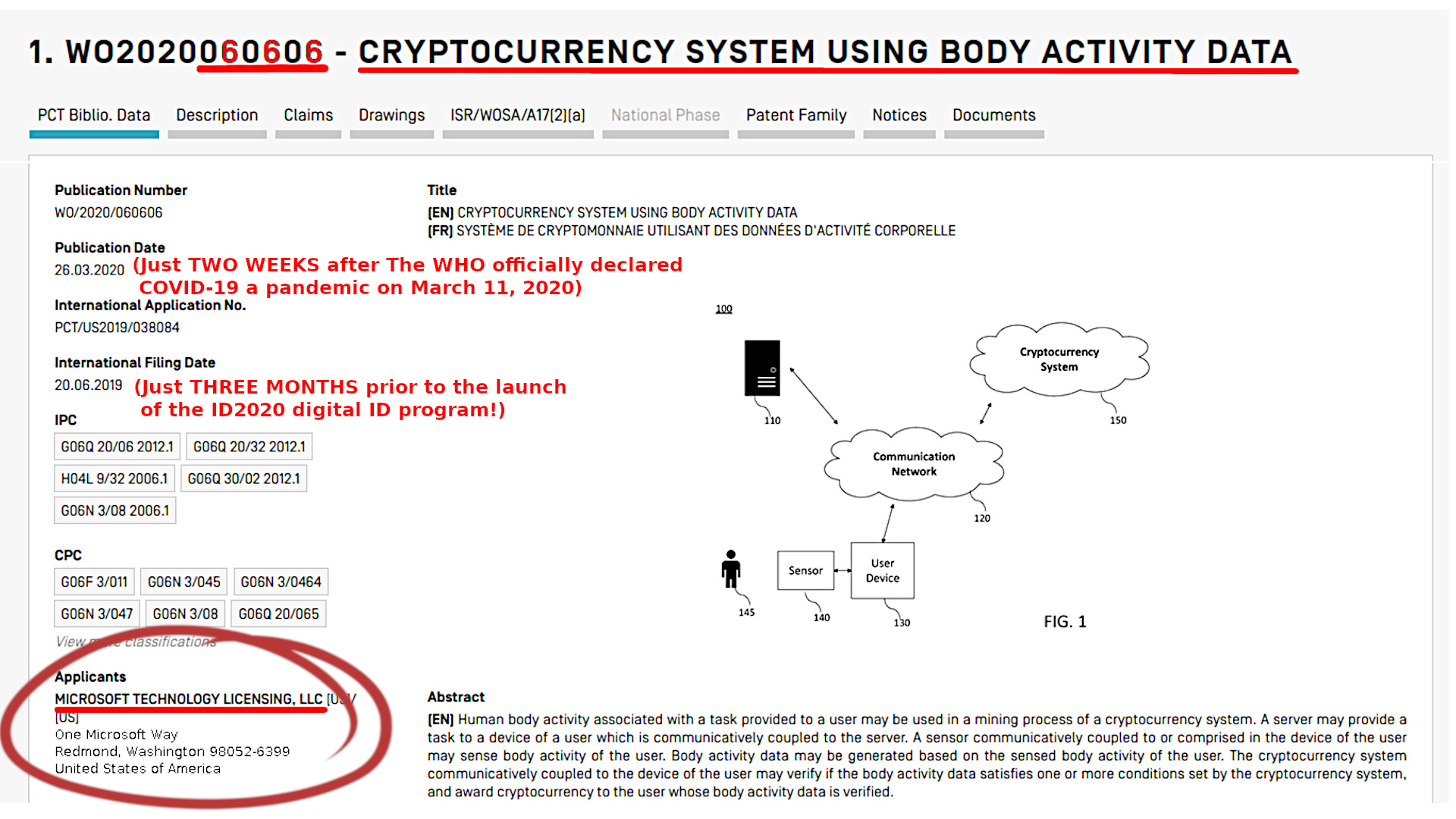Patent WO2020060606 Cryptocurrency System 3-26-2020